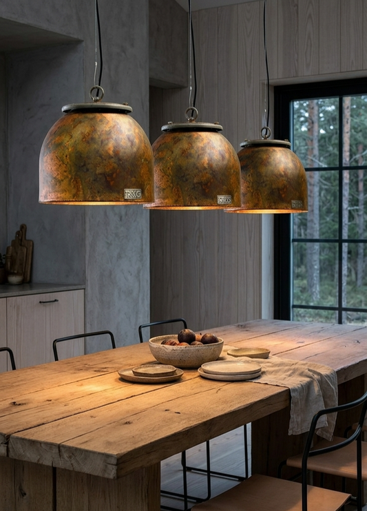Industriel kobberlampe af gammel kedel (oxyderet)