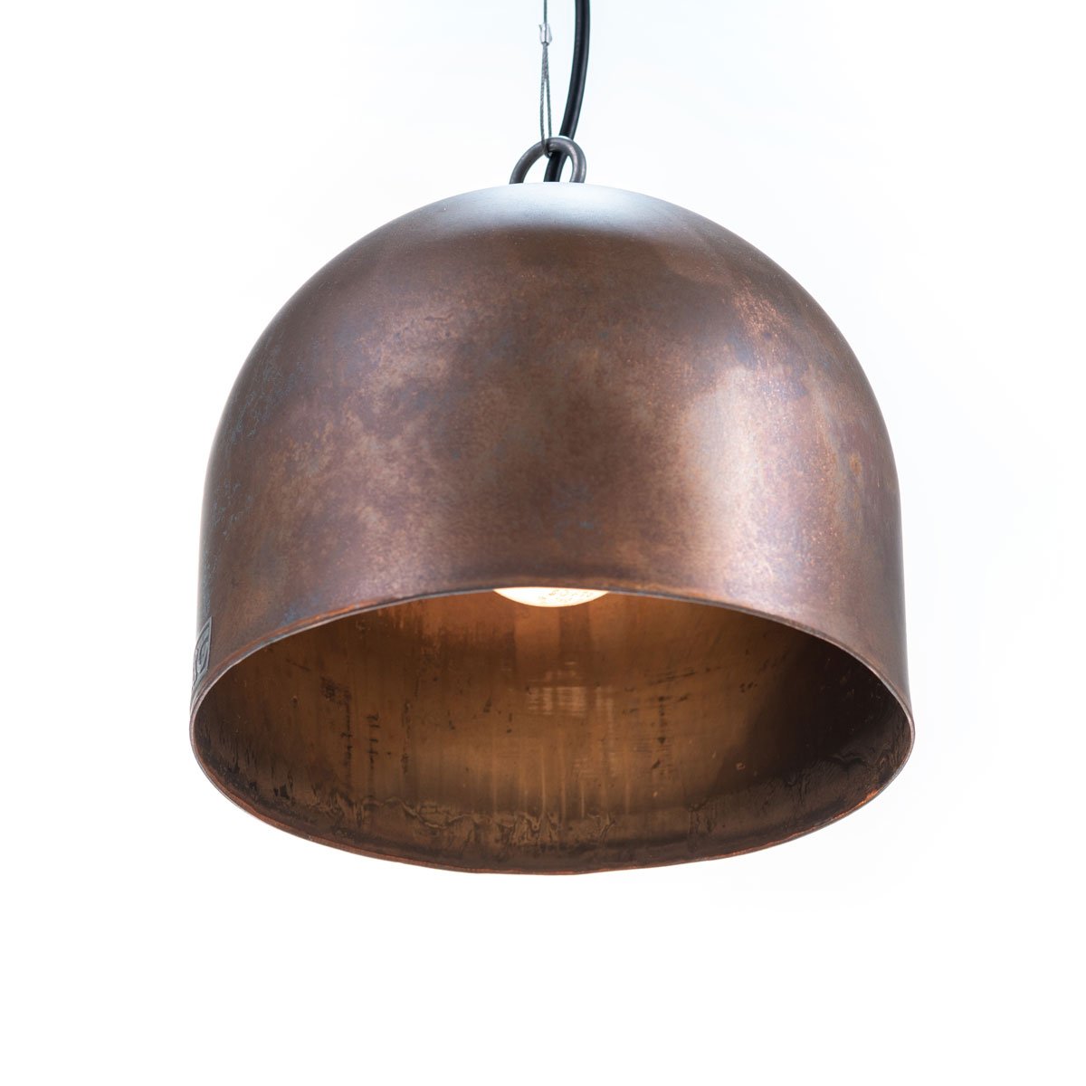 Industriel kobberlampe af gammel kedel rund (oxyderet)