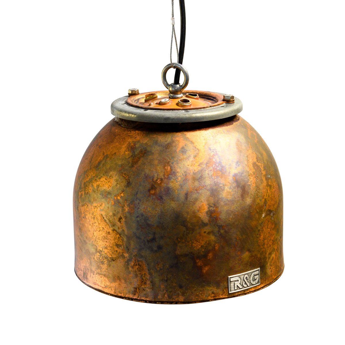 Industriel kobberlampe af gammel kedel (oxyderet)