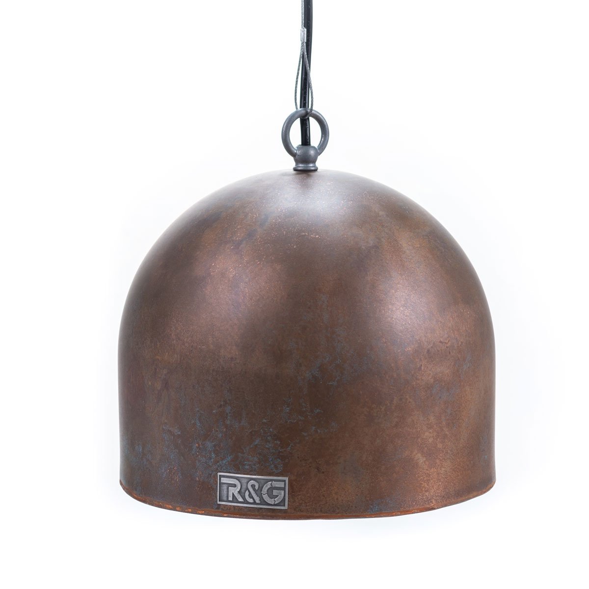 Industriel kobberlampe af gammel kedel rund (oxyderet)