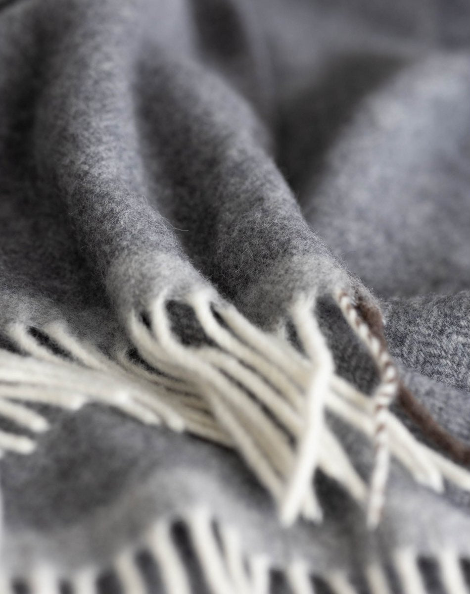 Merino & kashmir uldtæppe - Milan Grigio